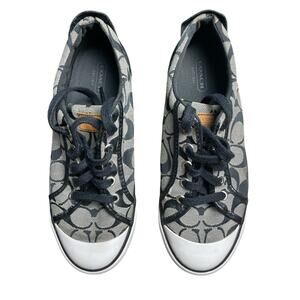 COACH Barret‎ Low Top Sneakers Black and Gray logo Print  Women’s Size 8B